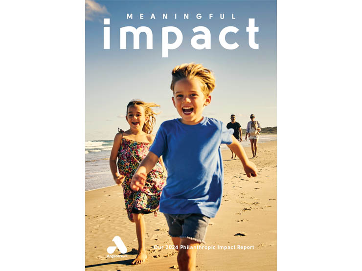 Cover image of impact report of young kids running towards camera on beach