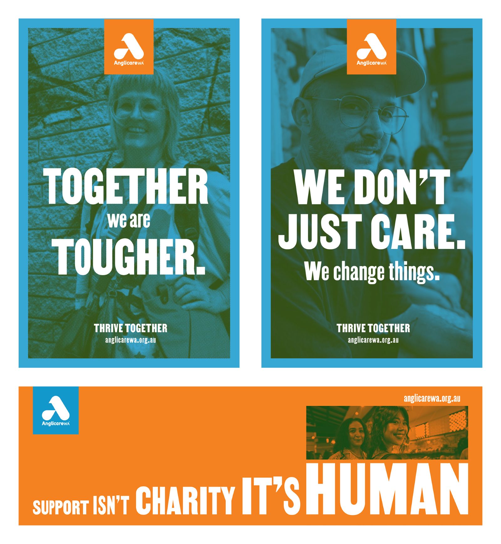 Poster assets from the Thrive Together campaign.
