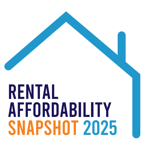 Graphic of a house giving a border to the words Rental Affordability Snapshot 2025