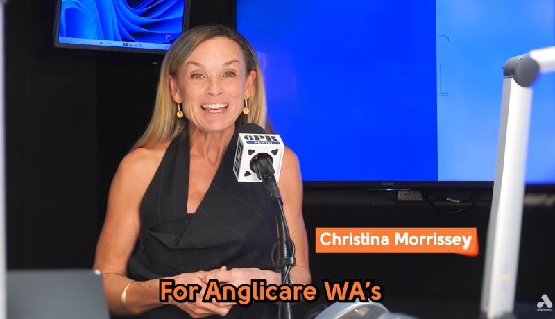 TV Personality Christina Morrisey talking about Anglicare WA Giving Day on 6PR.