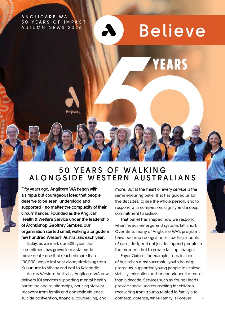 A snippet of the first page of the Believe Newsletter - Autumn 2026 Edition. 