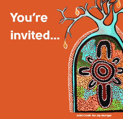 Invite cover image - you are invited, and the indigenous art created for the film. 