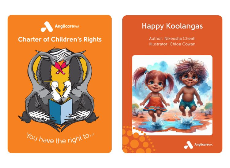 Front covers of the Anglicare WA Childrens Charter and Happy Koolangas